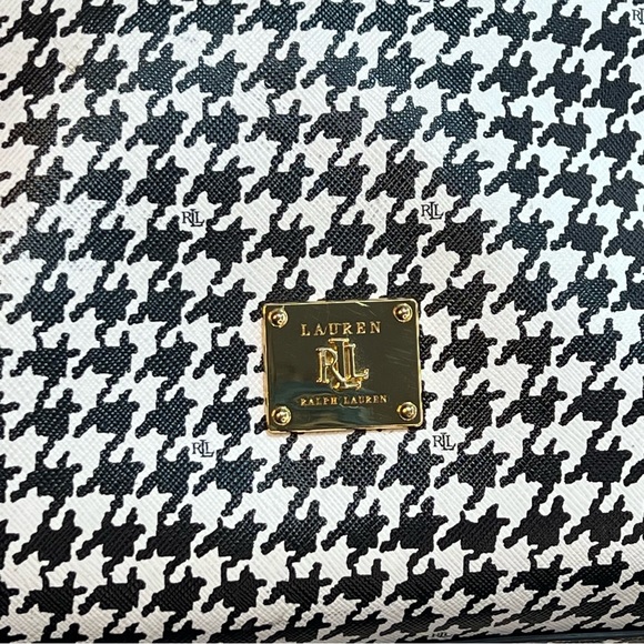 Ralph Lauren Black White Agdon Houndstooth Tote Shoulder Bag Handbag EUC - Picture 2 of 12
